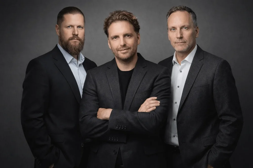 The three managing partners of UB Consulting standing side by side